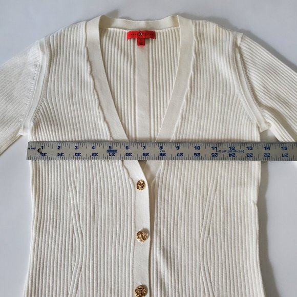 Spring Sweater - Ivanka Trump Women White Knit Slim Fit Cardigan Size Small - Picture 8 of 9